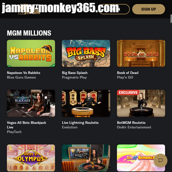 Jammy Monkey MGM Millions