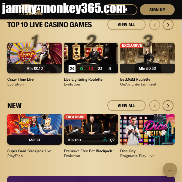 Jammy Monkey Top Live Casino Games